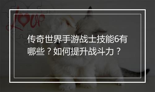 传奇世界手游战士技能6有哪些？如何提升战斗力？