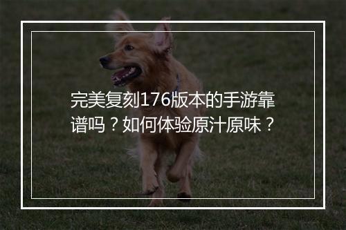 完美复刻176版本的手游靠谱吗？如何体验原汁原味？