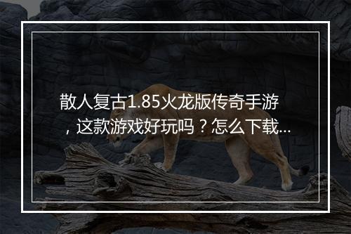 散人复古1.85火龙版传奇手游，这款游戏好玩吗？怎么下载？