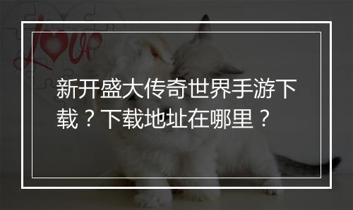 新开盛大传奇世界手游下载？下载地址在哪里？