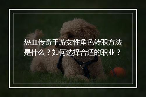 热血传奇手游女性角色转职方法是什么？如何选择合适的职业？