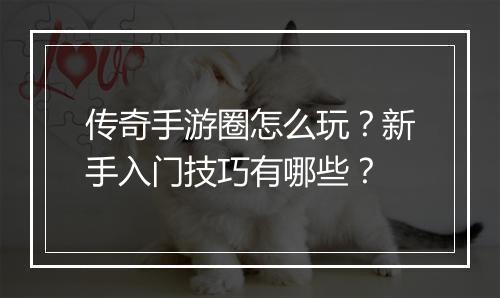传奇手游圈怎么玩？新手入门技巧有哪些？