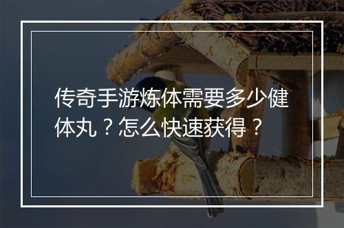 传奇手游炼体需要多少健体丸？怎么快速获得？
