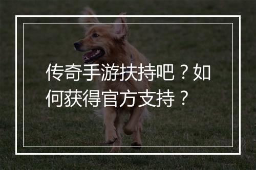 传奇手游扶持吧？如何获得官方支持？