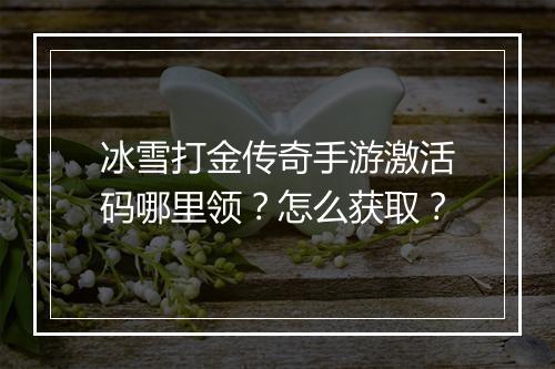 冰雪打金传奇手游激活码哪里领？怎么获取？