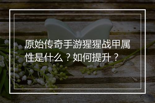 原始传奇手游猩猩战甲属性是什么？如何提升？