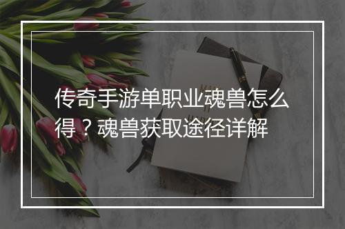 传奇手游单职业魂兽怎么得？魂兽获取途径详解