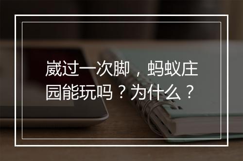 崴过一次脚，蚂蚁庄园能玩吗？为什么？