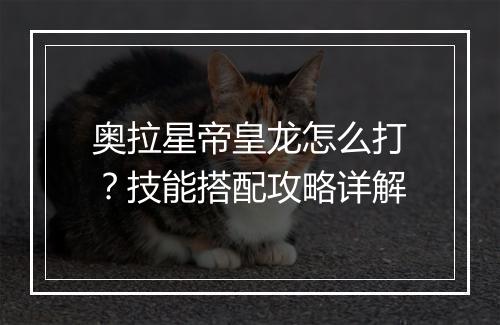 奥拉星帝皇龙怎么打？技能搭配攻略详解