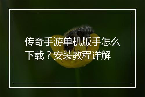 传奇手游单机版手怎么下载？安装教程详解