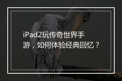 iPad2玩传奇世界手游，如何体验经典回忆？