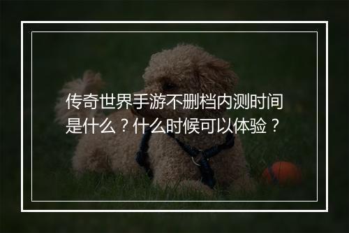 传奇世界手游不删档内测时间是什么？什么时候可以体验？