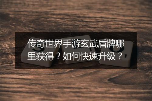 传奇世界手游玄武盾牌哪里获得？如何快速升级？