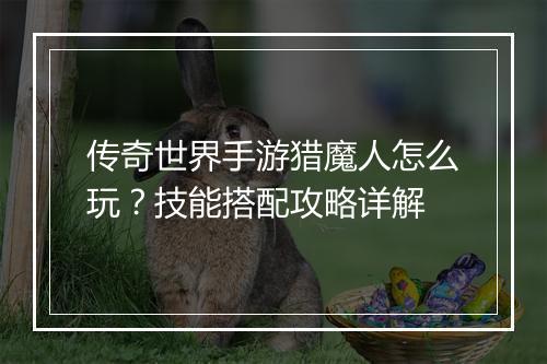 传奇世界手游猎魔人怎么玩？技能搭配攻略详解