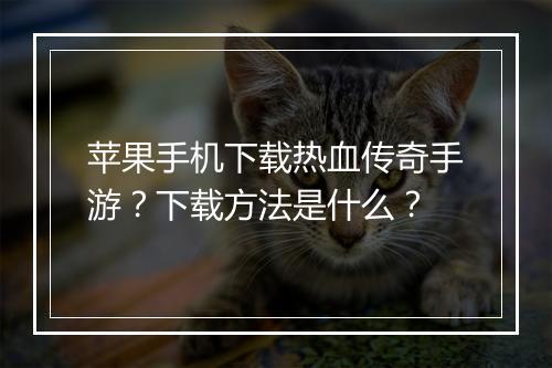 苹果手机下载热血传奇手游？下载方法是什么？