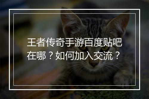 王者传奇手游百度贴吧在哪？如何加入交流？