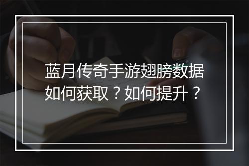 蓝月传奇手游翅膀数据如何获取？如何提升？