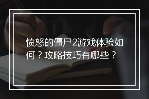 愤怒的僵尸2游戏体验如何？攻略技巧有哪些？