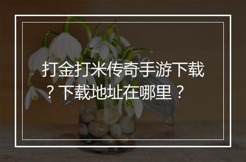 打金打米传奇手游下载？下载地址在哪里？