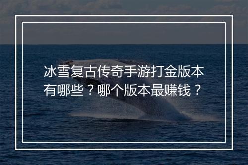 冰雪复古传奇手游打金版本有哪些？哪个版本最赚钱？