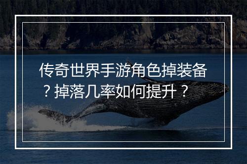 传奇世界手游角色掉装备？掉落几率如何提升？