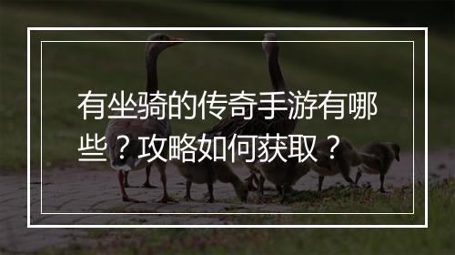 有坐骑的传奇手游有哪些？攻略如何获取？