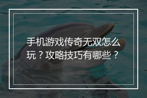 手机游戏传奇无双怎么玩？攻略技巧有哪些？