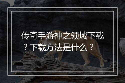 传奇手游神之领域下载？下载方法是什么？