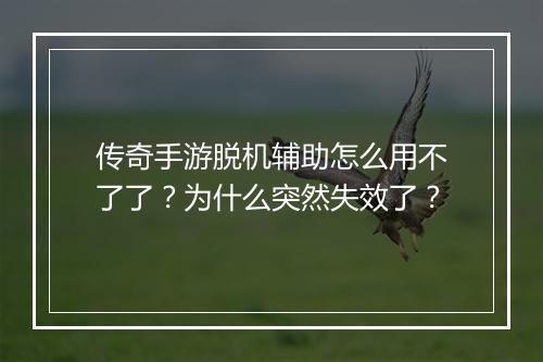 传奇手游脱机辅助怎么用不了了？为什么突然失效了？