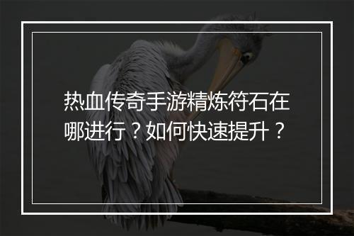 热血传奇手游精炼符石在哪进行？如何快速提升？