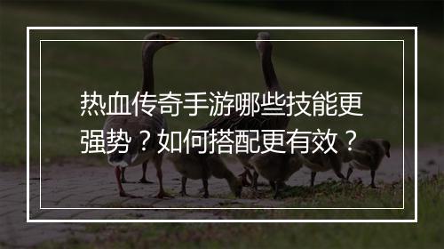 热血传奇手游哪些技能更强势？如何搭配更有效？