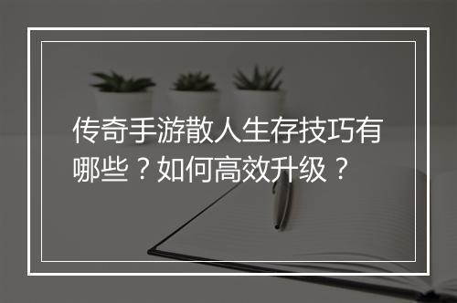 传奇手游散人生存技巧有哪些？如何高效升级？