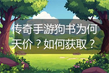 传奇手游狗书为何天价？如何获取？