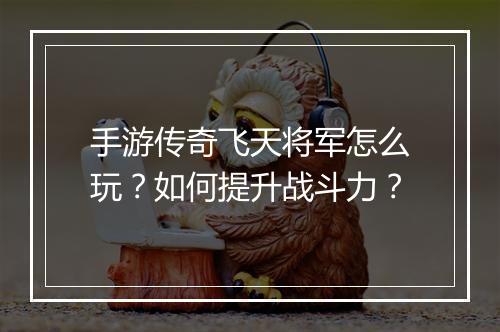 手游传奇飞天将军怎么玩？如何提升战斗力？