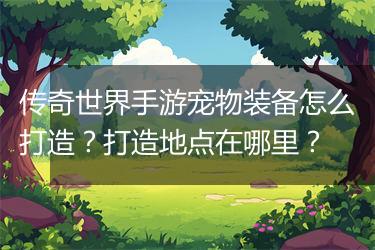 传奇世界手游宠物装备怎么打造？打造地点在哪里？