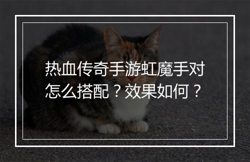 热血传奇手游虹魔手对怎么搭配？效果如何？