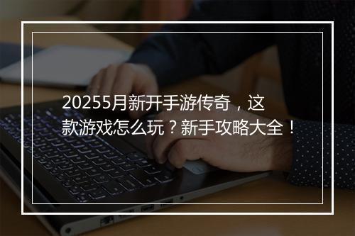 20255月新开手游传奇，这款游戏怎么玩？新手攻略大全！