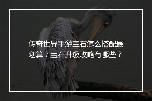 传奇世界手游宝石怎么搭配最划算？宝石升级攻略有哪些？