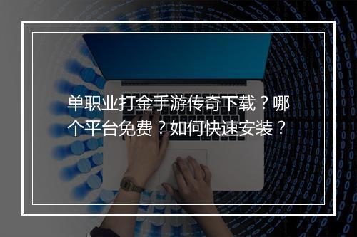 单职业打金手游传奇下载？哪个平台免费？如何快速安装？