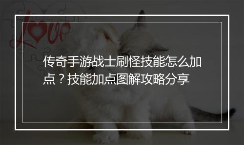 传奇手游战士刷怪技能怎么加点？技能加点图解攻略分享