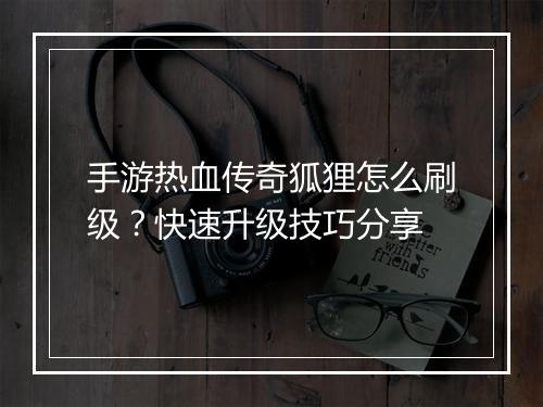 手游热血传奇狐狸怎么刷级？快速升级技巧分享