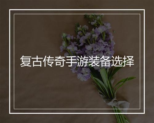 复古传奇手游装备选择