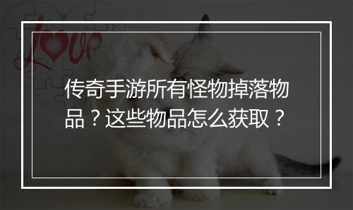 传奇手游所有怪物掉落物品？这些物品怎么获取？