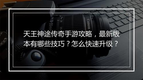 天王神途传奇手游攻略，最新版本有哪些技巧？怎么快速升级？