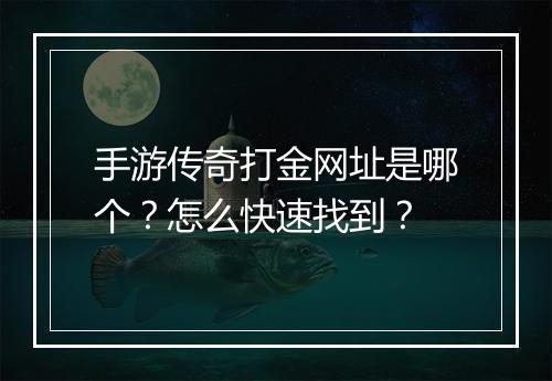 手游传奇打金网址是哪个？怎么快速找到？