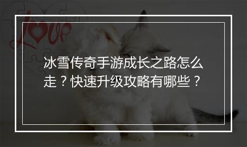 冰雪传奇手游成长之路怎么走？快速升级攻略有哪些？