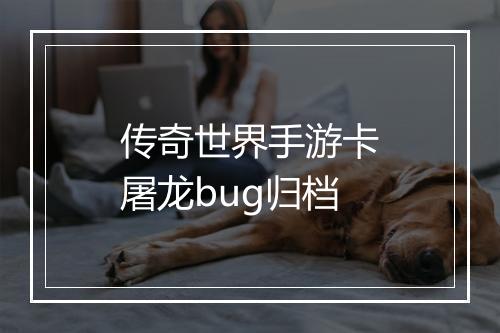 传奇世界手游卡屠龙bug归档