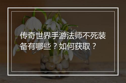 传奇世界手游法师不死装备有哪些？如何获取？