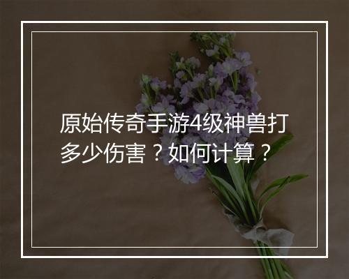 原始传奇手游4级神兽打多少伤害？如何计算？