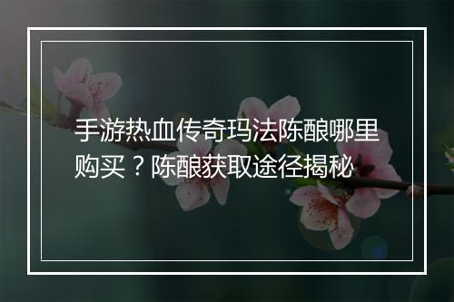 手游热血传奇玛法陈酿哪里购买？陈酿获取途径揭秘